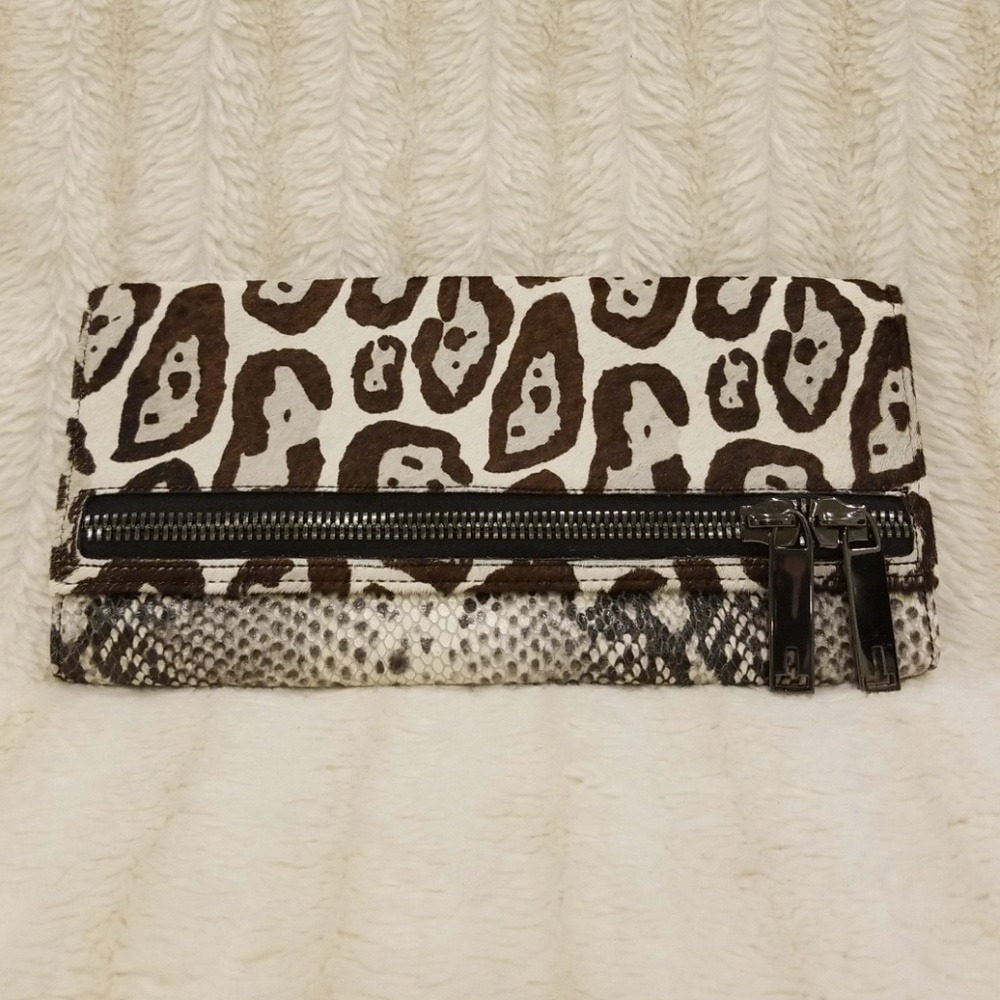 NWT Ted Baker cow print & phyton texture clutch